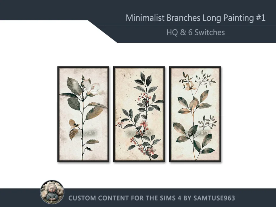 HQ Minimalist Branches Long Painting #1 Sellable Extra D Samtuse963