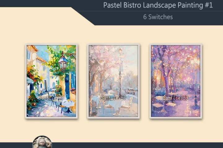 Pastel Bistro Landscape Painting #1 Sellable Extra A Samtuse963