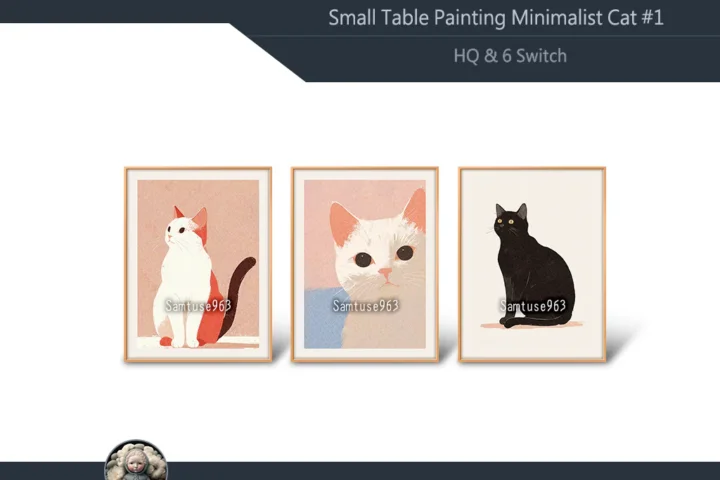 HQ Small Table Painting Minimalist Cat #1