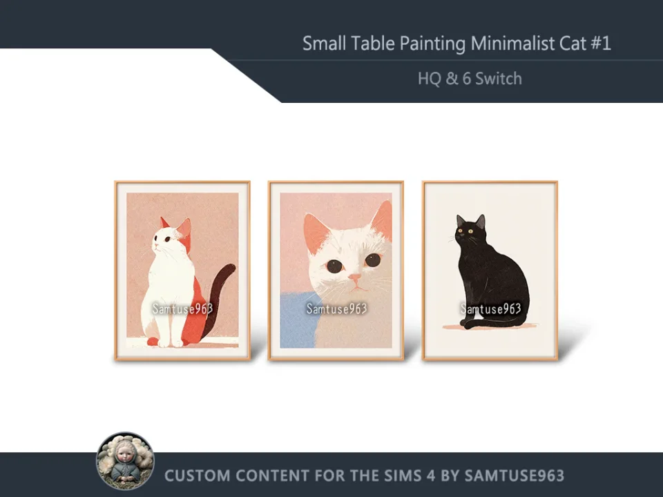 HQ Small Table Painting Minimalist Cat #1