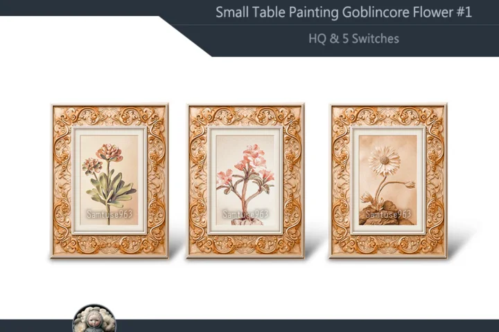 HQ Small Table Painting Goblincore Flower #1 Samtuse963