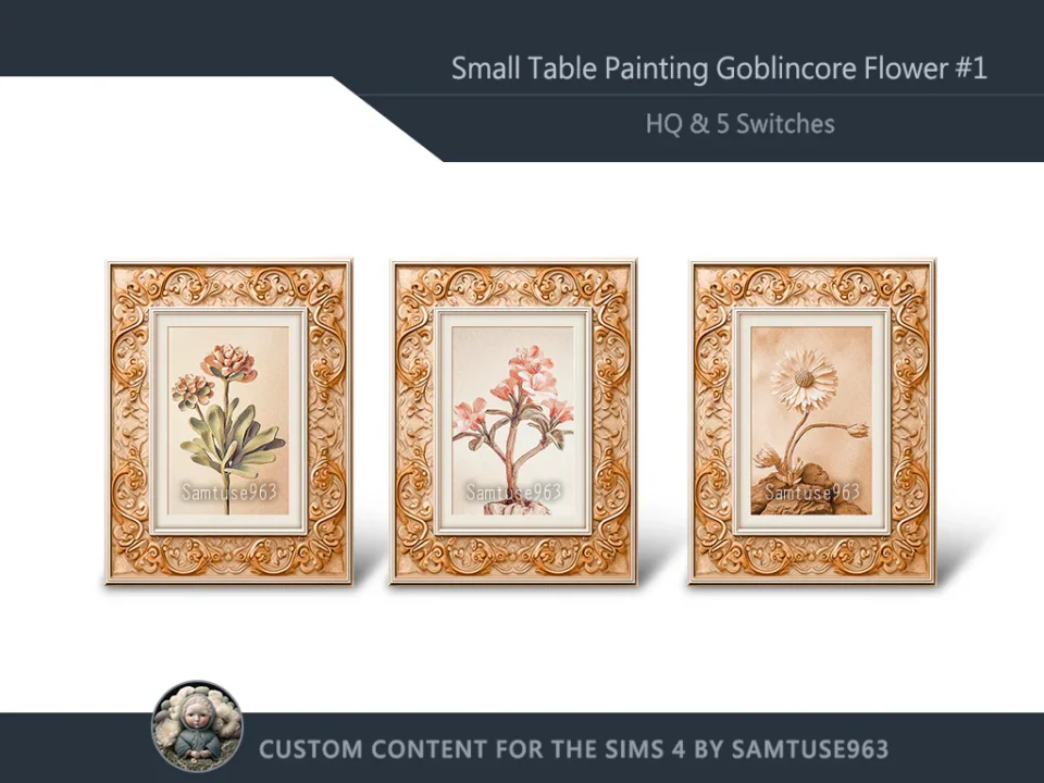 HQ Small Table Painting Goblincore Flower #1 Samtuse963