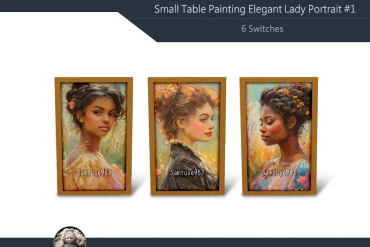 Small Table Painting Elegant Lady Portrait #1 Samtuse963