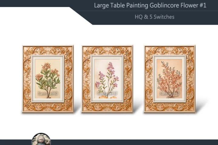 HQ Large Table Painting Goblincore Flower #1