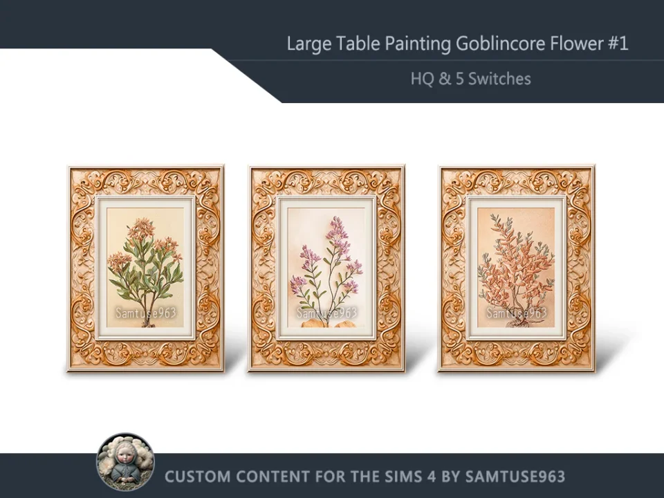 HQ Large Table Painting Goblincore Flower #1