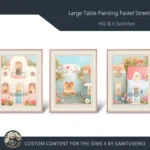 HQ Large Table Painting Pastel Street #1 Samtuse963