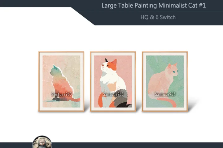 HQ Large Table Painting Minimalist Cat #1
