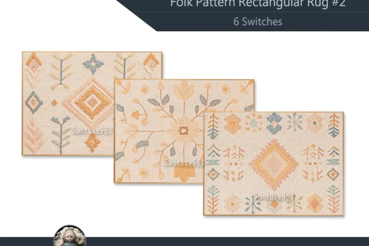 Folk Pattern Rectangular Dance Rug #2 Samtuse963