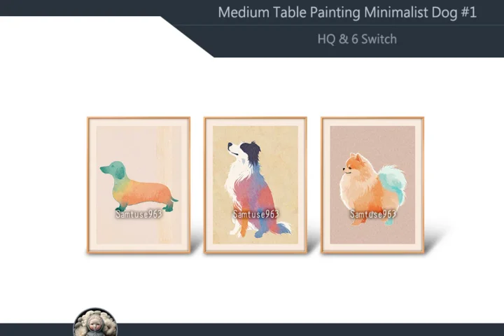 HQ Medium Table Painting Minimalist Dog #1 Samtuse963