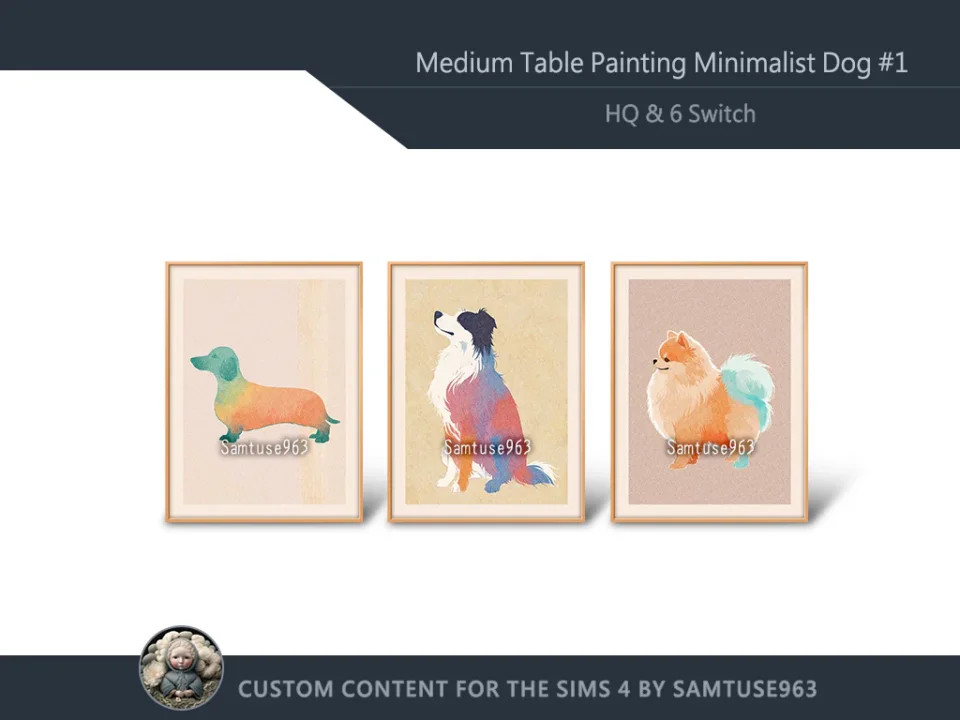 HQ Medium Table Painting Minimalist Dog #1 Samtuse963