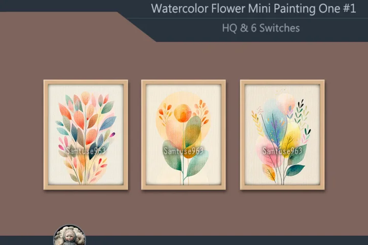 HQ Watercolor Flower Mini Painting One #1 Extra G Samtuse963