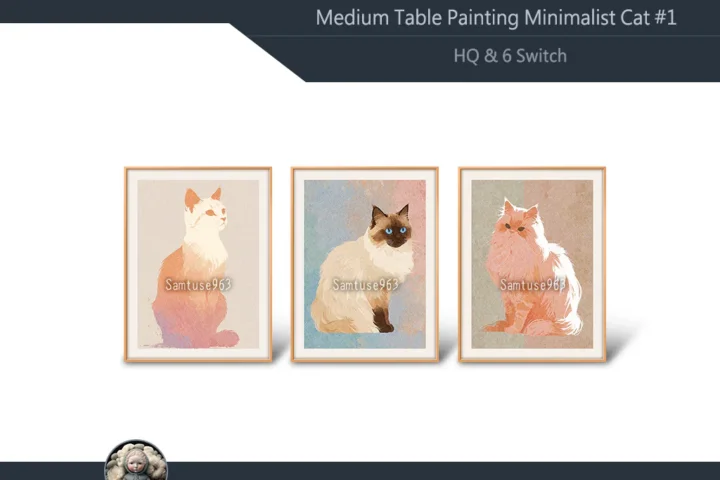 HQ Medium Table Painting Minimalist Cat #1 Samtuse963