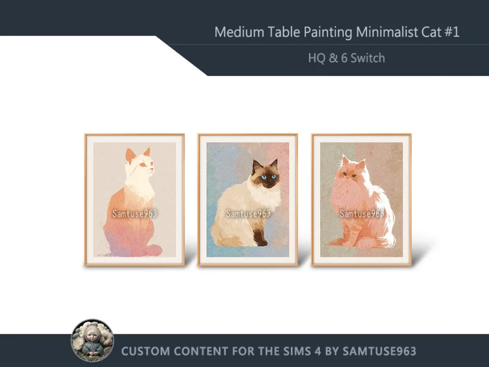 HQ Medium Table Painting Minimalist Cat #1 Samtuse963