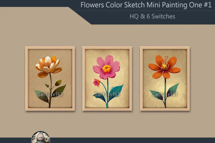 HQ Flowers Color Sketch Mini Painting One #1 Extra G Samtuse963