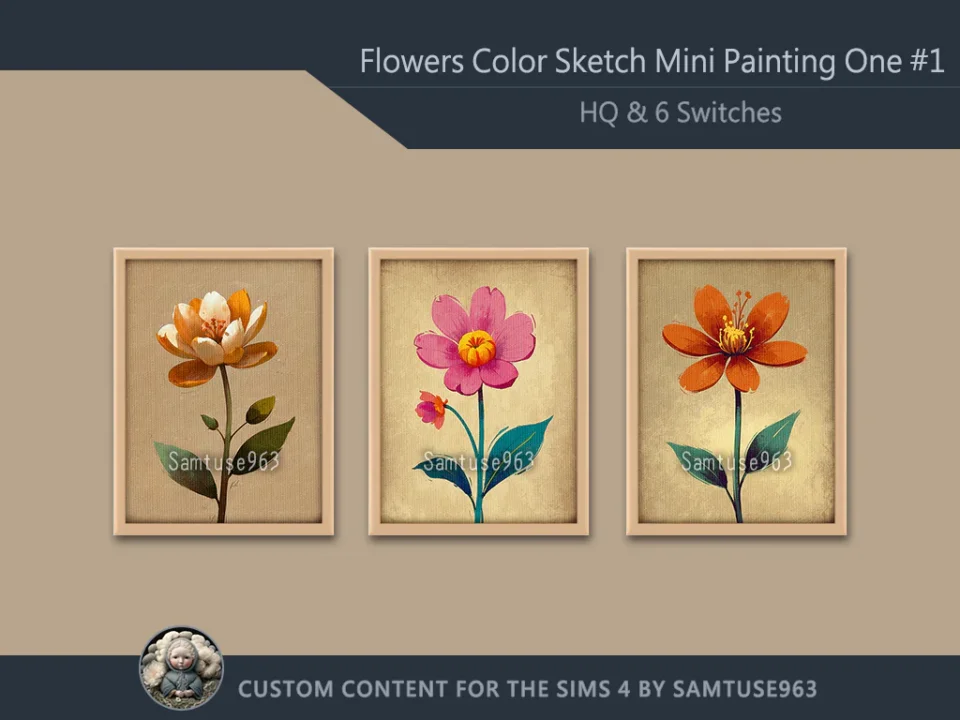 HQ Flowers Color Sketch Mini Painting One #1 Extra G Samtuse963