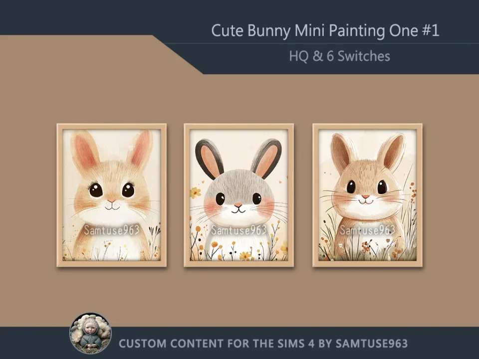 HQ Cute Bunny Mini Painting One #1 Extra G Samtuse963