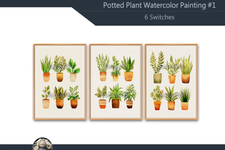 Potted Plant Watercolor Painting #1 Extra A Samtuse963