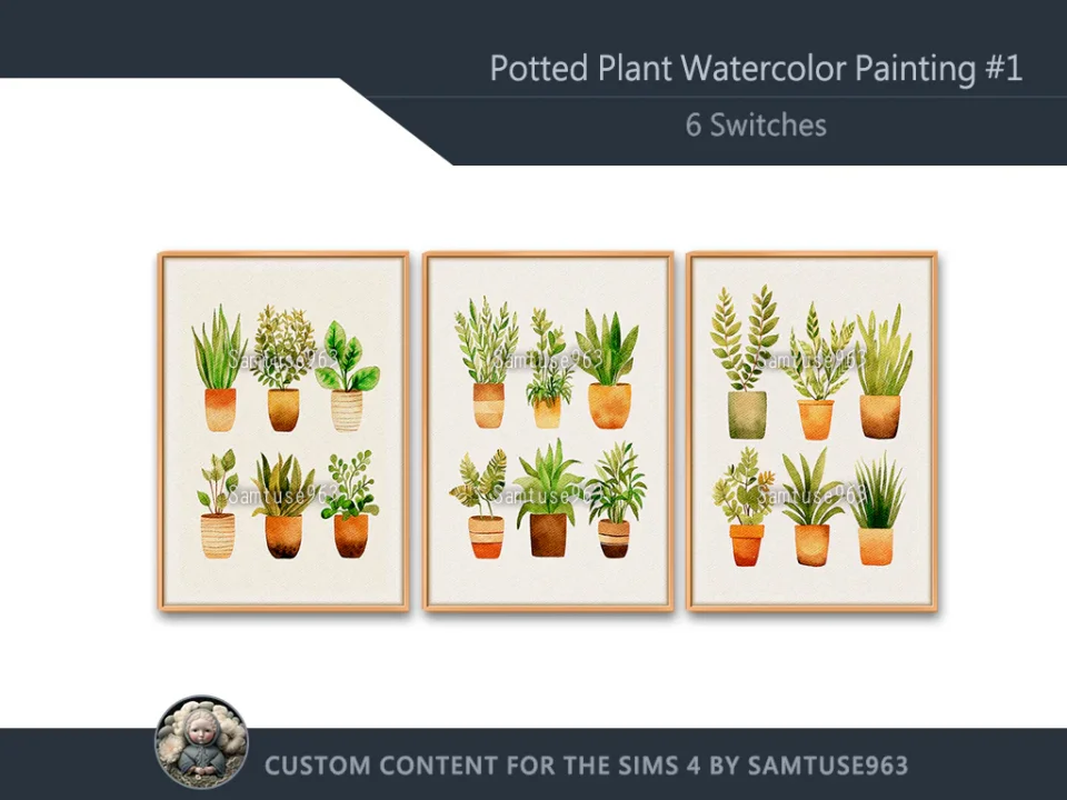 Potted Plant Watercolor Painting #1 Extra A Samtuse963