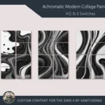 HQ Achromatic Modern Collage Painting #1 Samtuse963