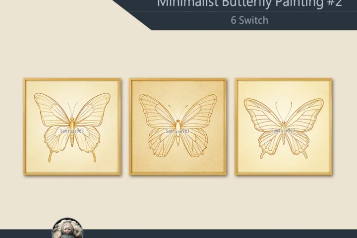 Minimalist Butterfly Square Painting #2 Extra C Samtuse963