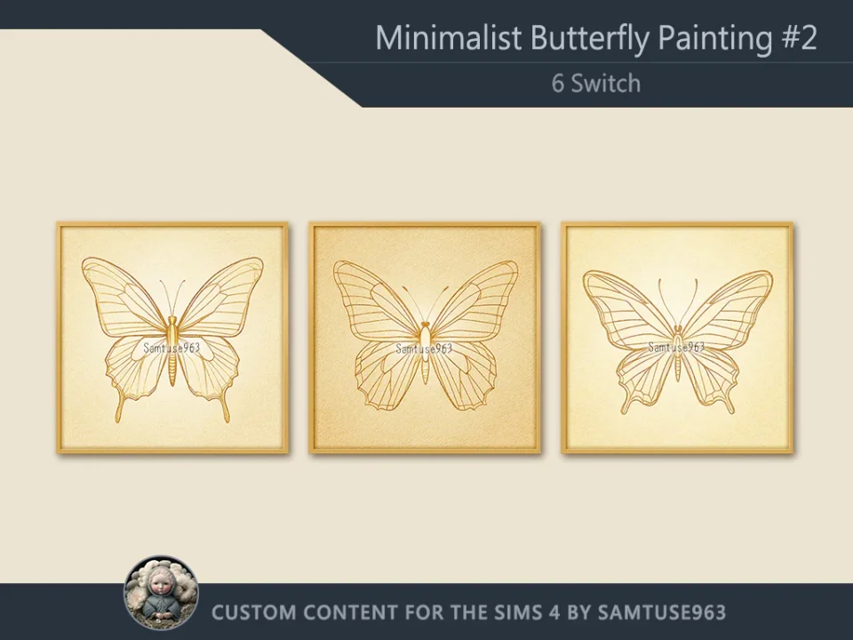 Minimalist Butterfly Square Painting #2 Extra C Samtuse963