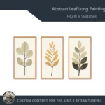 HQ Abstract Leaf Long Painting #4 Extra D Samtuse963