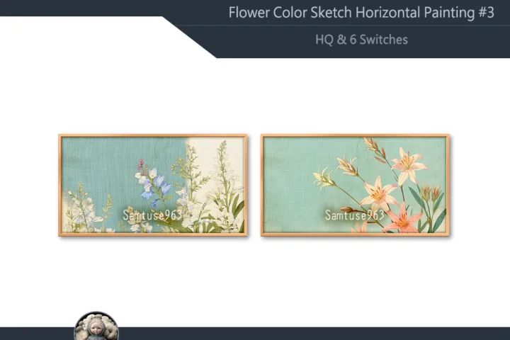 HQ Flower Color Sketch Horizontal Painting #3 Samtuse963