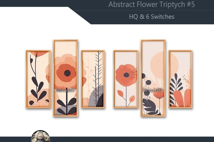 HQ Abstract Flower Triptych #5 Sellable Extra B Samtuse963