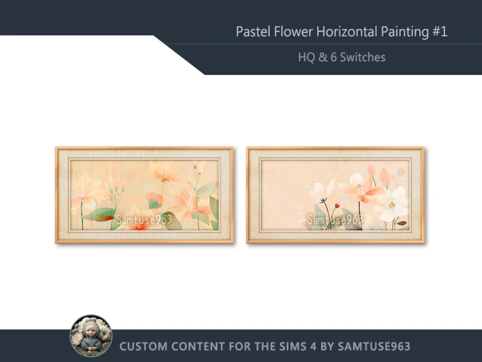 HQ Pastel Flower Horizontal Painting #1 Samtuse963