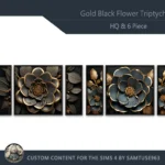 HQ Gold Black Flower Triptych #1 Sellable Extra E Samtuse963