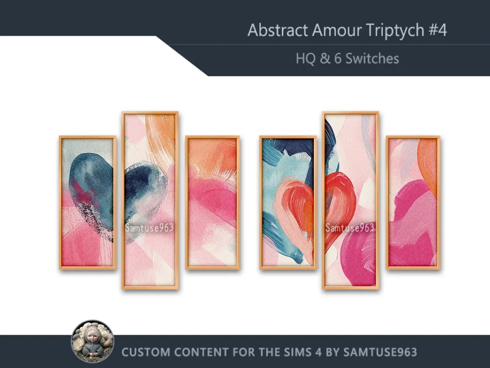 HQ Abstract Amour Triptych #4 Sellable Extra B Samtuse963