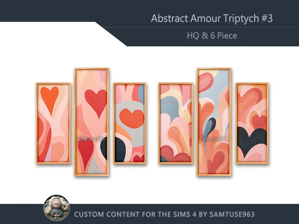 HQ Abstract Amour Triptych #3 Sellable Extra B Samtuse963