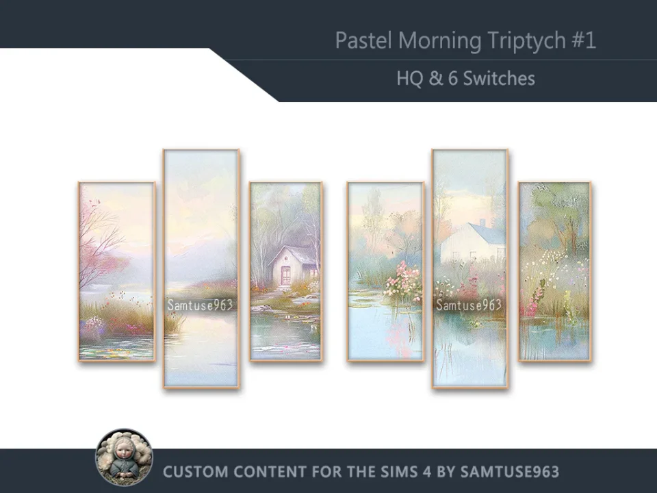 HQ Pastel Morning Triptych #1 Sellable Extra B Samtuse963
