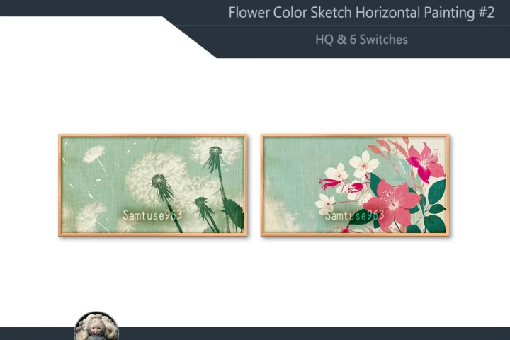 HQ Flower Color Sketch Horizontal Painting #2 Samtuse963