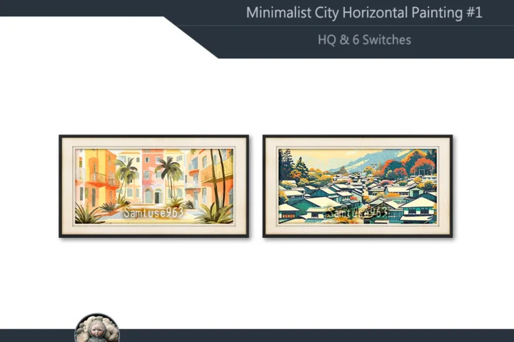 HQ Minimalist City Horizontal Painting #1 Samtuse963