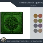 Medieval Classical Square Dance Rug #7 Samtuse963