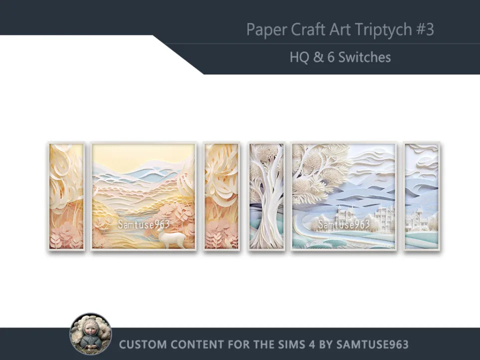 HQ Paper Craft Art Triptych #3 Sellable Extra E Samtuse963