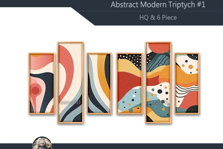 HQ Abstract Modern Triptych #1 Sellable Extra B Samtuse963