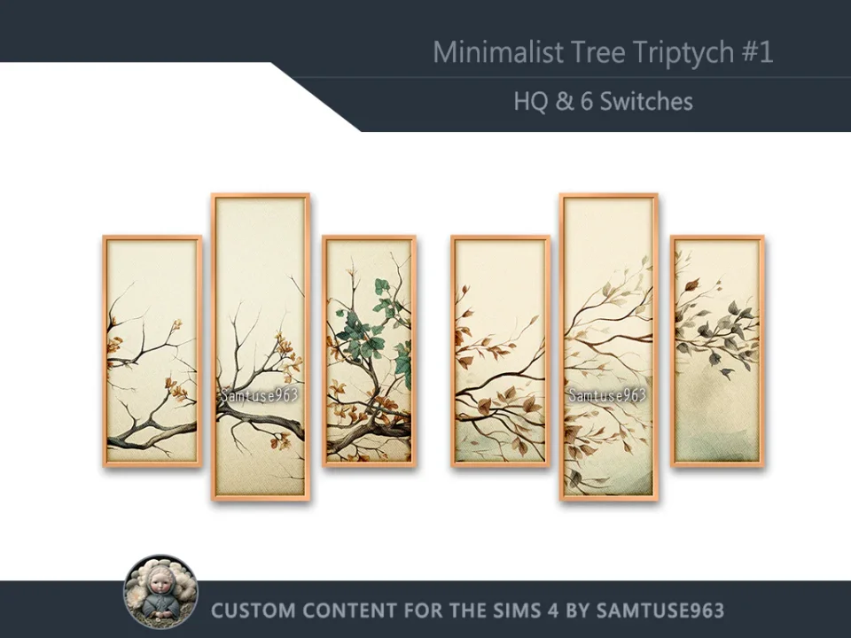 HQ Minimalist Tree Triptych #1 Sellable Extra B Samtuse963
