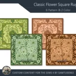 Classic Flower Square Dance Rug #4 Samtuse963