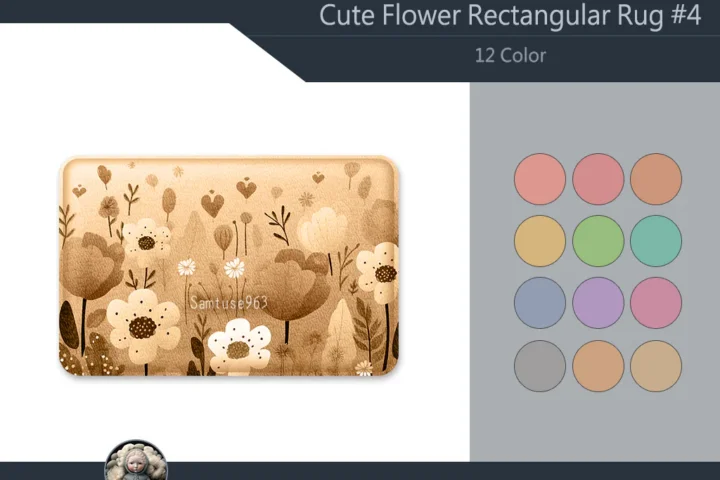 Cute Flower Rectangular Dance Rug #4 Samtuse963
