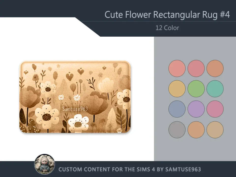 Cute Flower Rectangular Dance Rug #4 Samtuse963