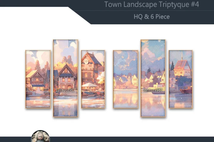 HQ Town Landscape Triptych #4 Sellable Extra B Samtuse963