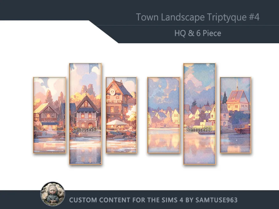 HQ Town Landscape Triptych #4 Sellable Extra B Samtuse963