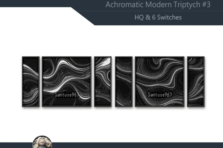 HQ Achromatic Modern Triptych #3 Sellable Extra E Samtuse963