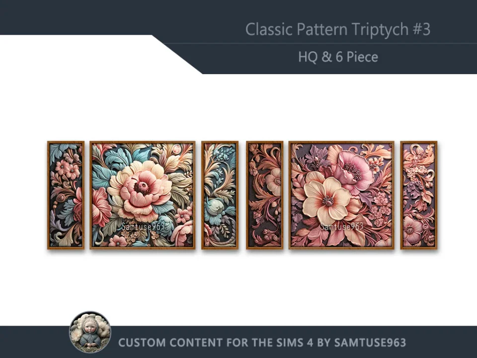 HQ Classic Pattern Triptych #3 Sellable Extra E Samtuse963