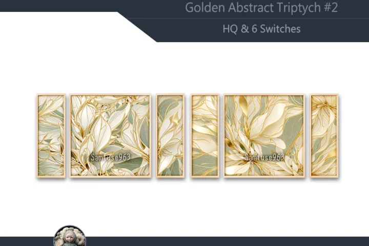 HQ Golden Abstract Triptych #2 Sellable Extra E Samtuse963