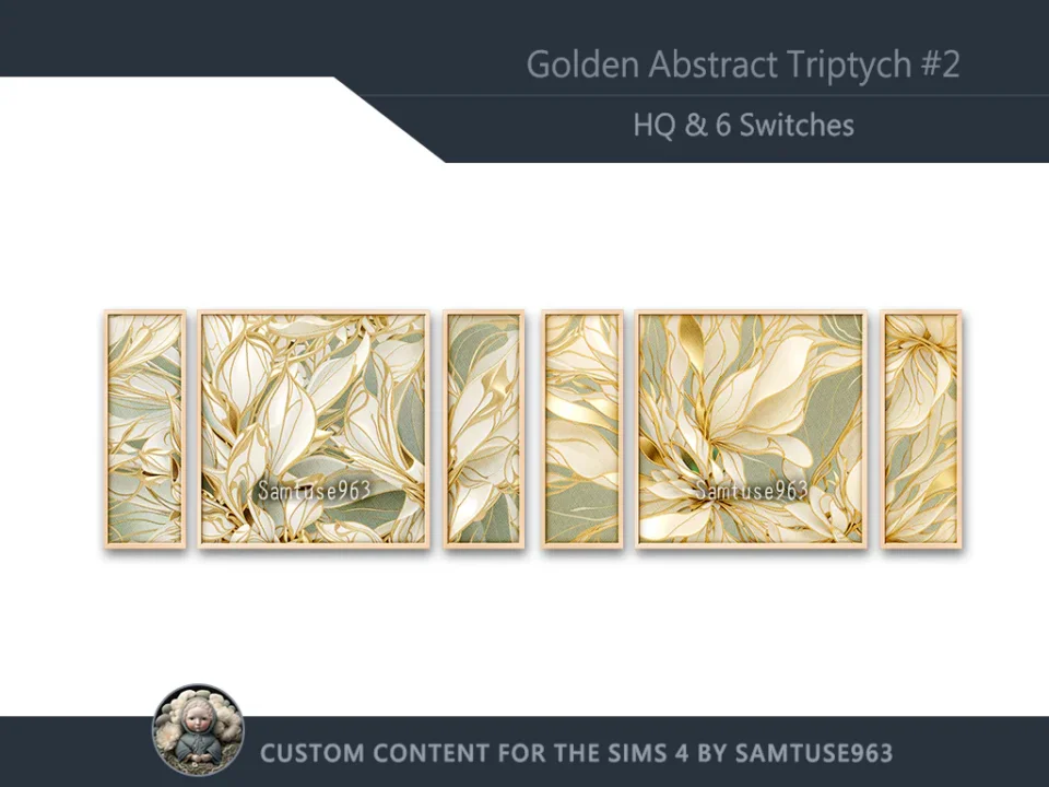 HQ Golden Abstract Triptych #2 Sellable Extra E Samtuse963