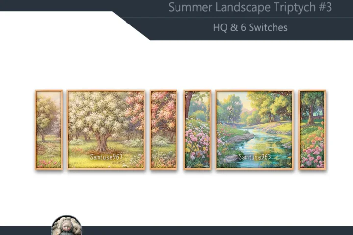 HQ Summer Landscape Triptych #3 Sellable Extra E Samtuse963