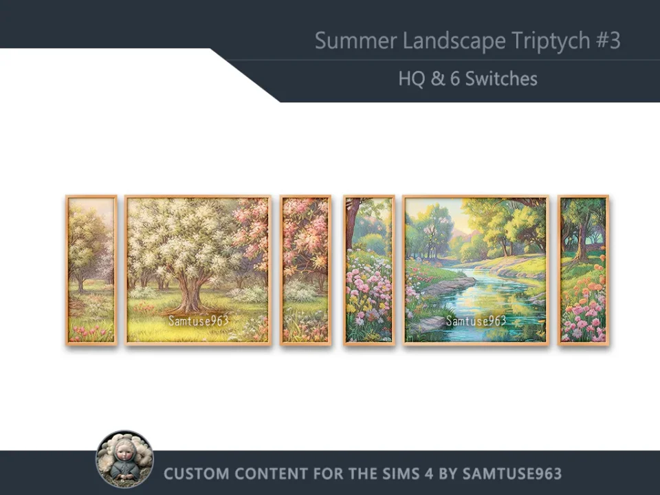 HQ Summer Landscape Triptych #3 Sellable Extra E Samtuse963